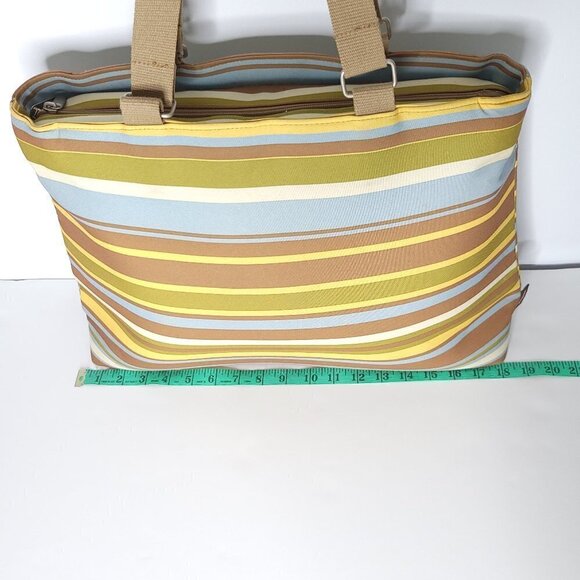Large Laptop Bag Triple Compartment Multicoloured Neutral Stripes - Picture 13 of 16